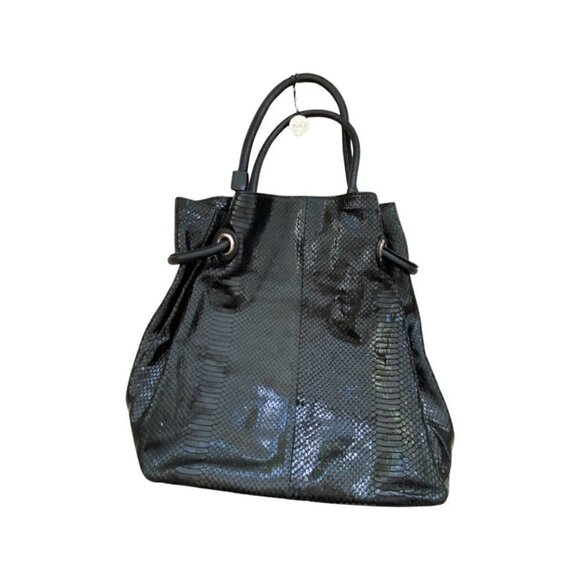 Furla Black Snakeskin Leather Tote Bag - Picture 2 of 6